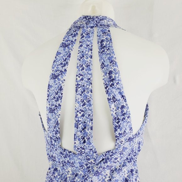 Vintage Rampage Floral Romper Small 3 XS Blue Floral Rayon Print Short Jumpsuit - Picture 5 of 6